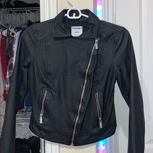 Leather jacket cross body